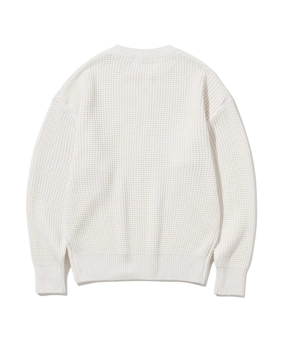 니티드(KNITTED) 헤비 와플 라운드 니트 IVORY