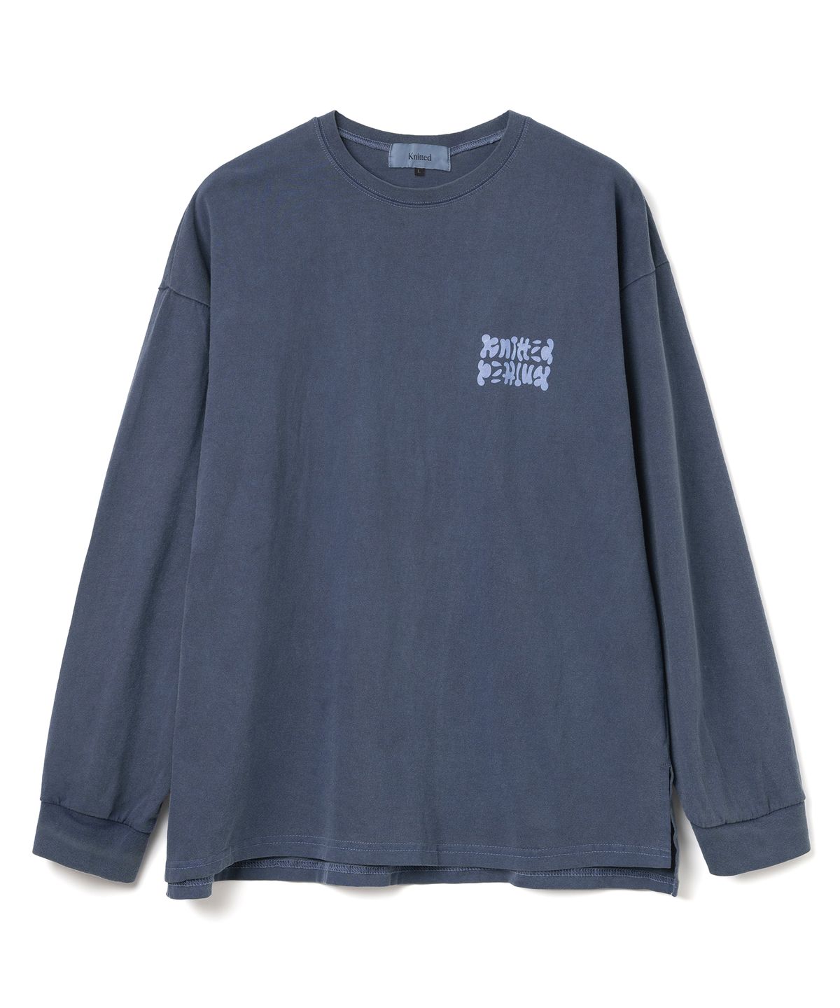니티드(KNITTED) 피그먼트 롱 슬리브 티셔츠 WASHING BLUE