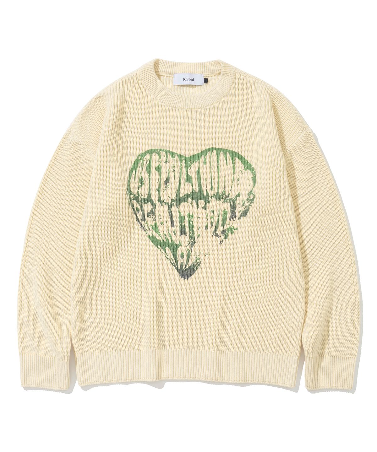 니티드(KNITTED) 빈티지 하트 라운드 니트 OATMEAL