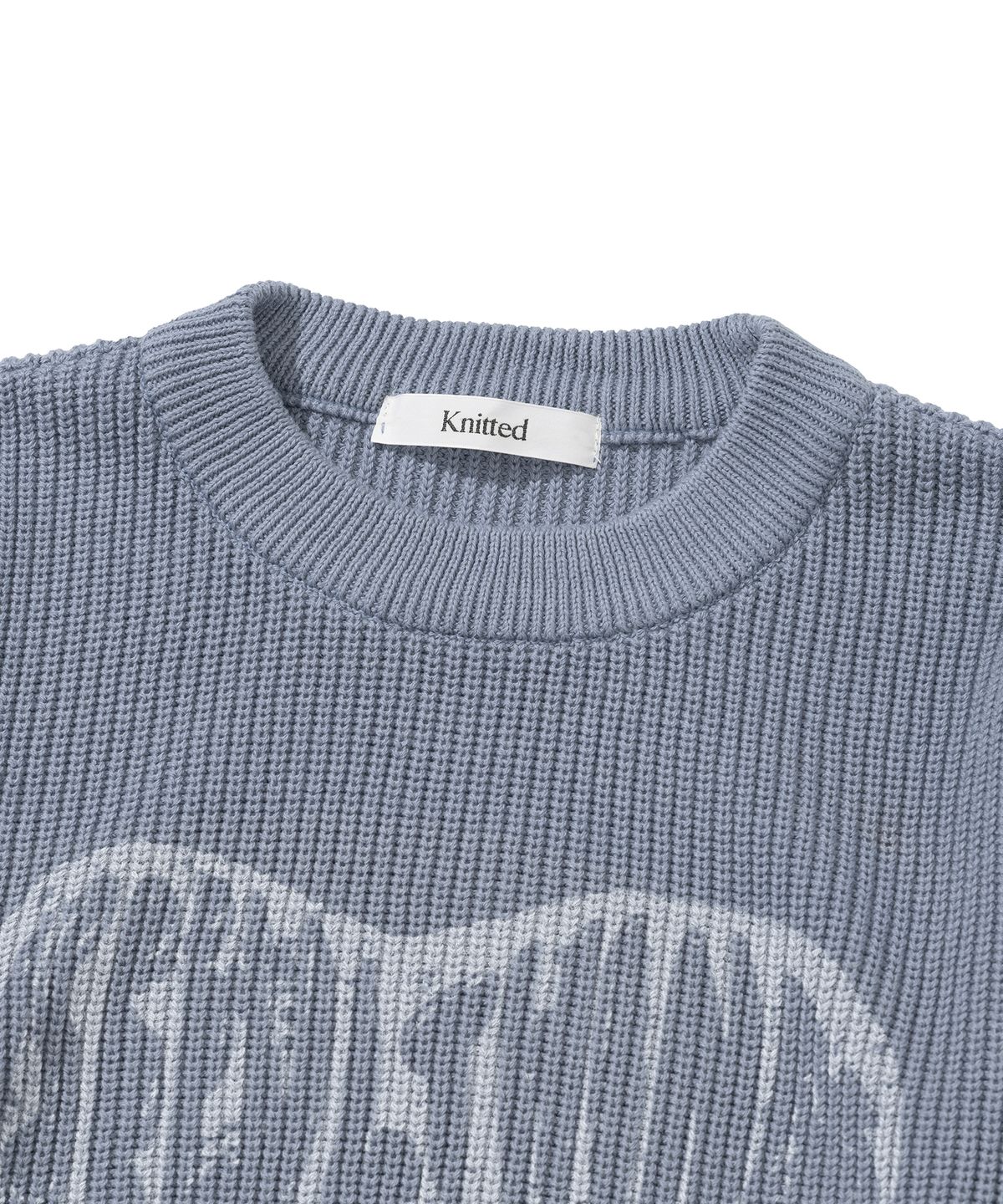 니티드(KNITTED) 빈티지 하트 라운드 니트 STONE BLUE