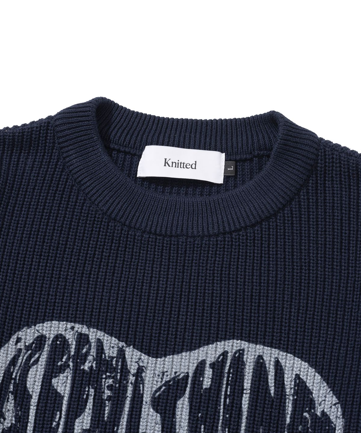 니티드(KNITTED) 빈티지 하트 라운드 니트 NAVY