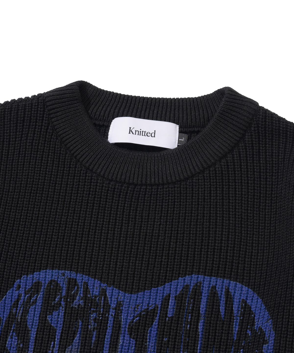 니티드(KNITTED) 빈티지 하트 라운드 니트 BLACK