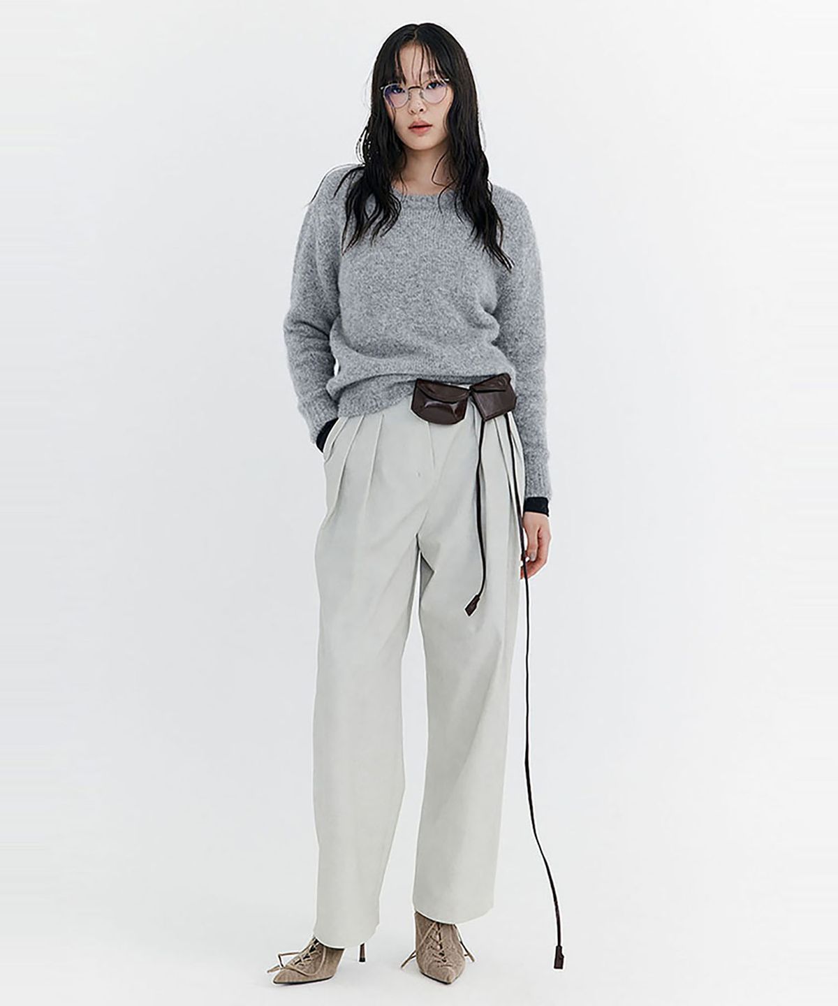 분더캄머(WNDERKAMMER) Washed Cotton Wide Pants_Grey(워싱 코튼 와이드 팬츠_그레이)