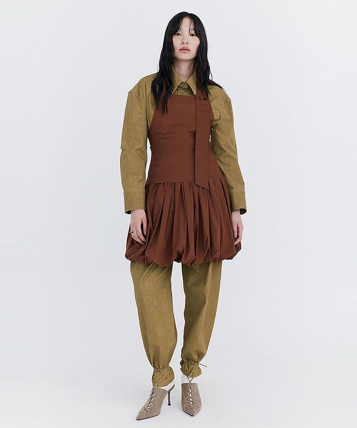 분더캄머(WNDERKAMMER) Washed Cotton Wide Pants_Khaki(워싱 코튼 와이드 팬츠_카키)