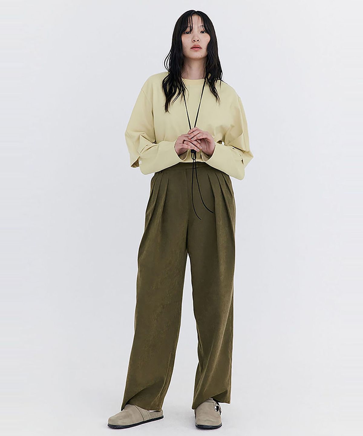 분더캄머(WNDERKAMMER) Cupra Wide Pants_Khaki(큐프라 와이드 팬츠_카키)