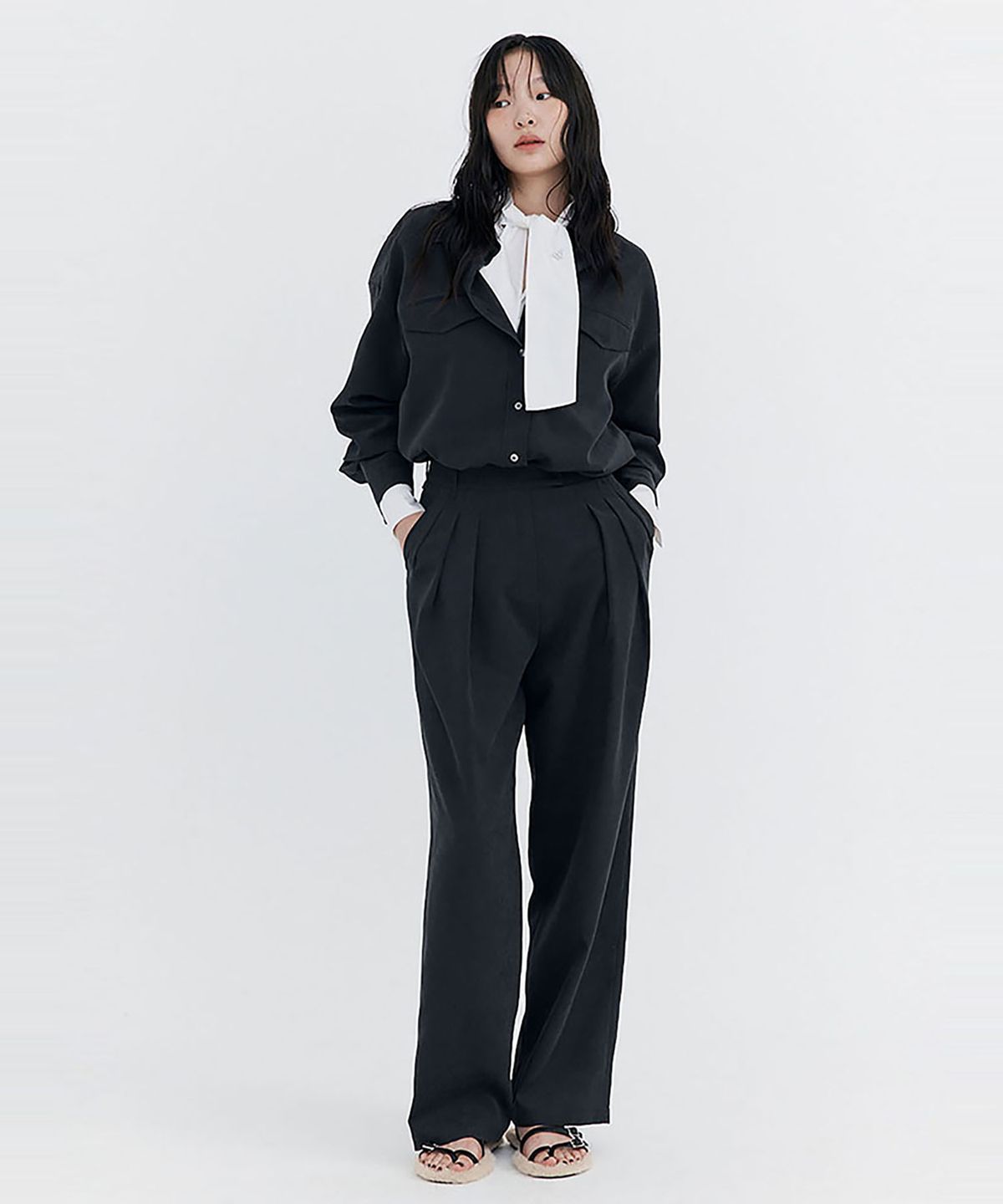 분더캄머(WNDERKAMMER) Cupra Wide Pants_Charcoal(큐프라 와이드 팬츠_차콜)