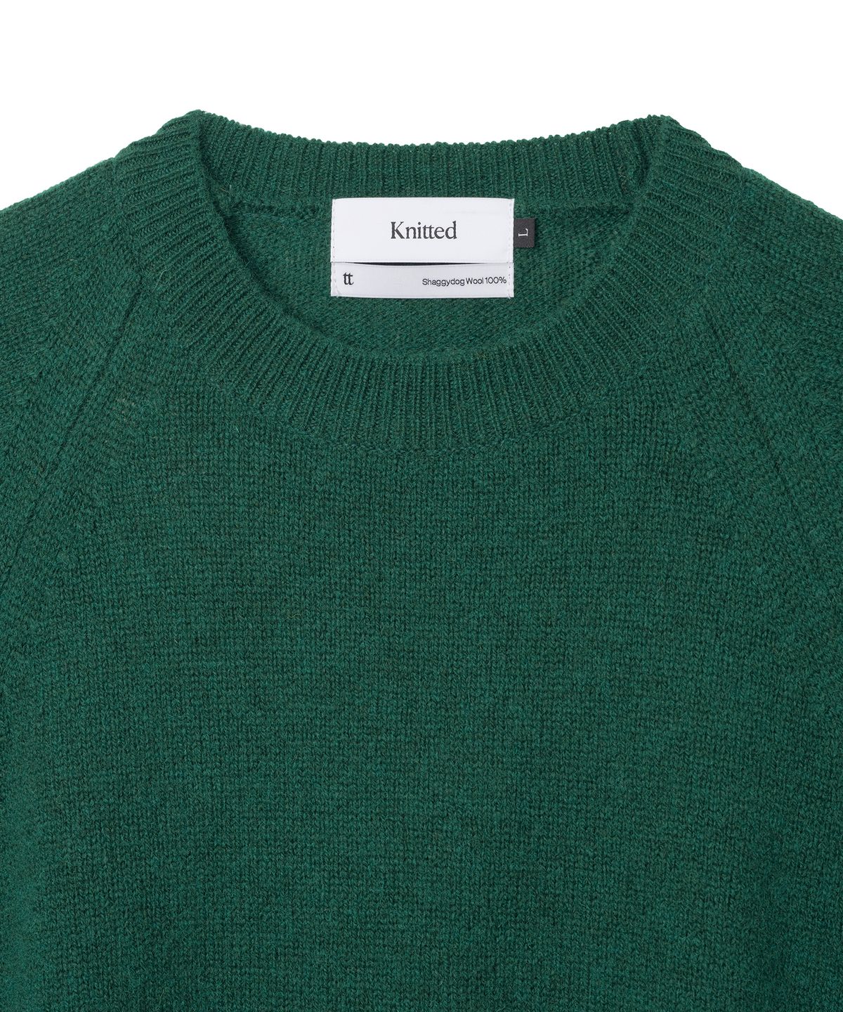 니티드(KNITTED) 쉐기독 울 100% 라운드 니트 DARK GREEN