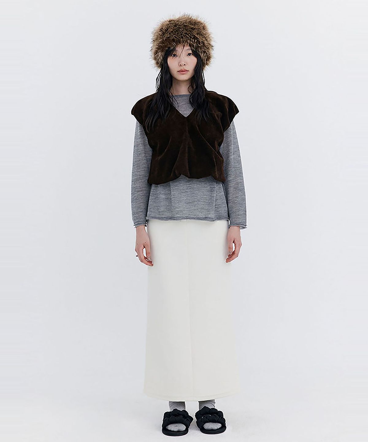 분더캄머(WNDERKAMMER) Basic Long Skirt_Cream(베이직 롱 스커트_크림)