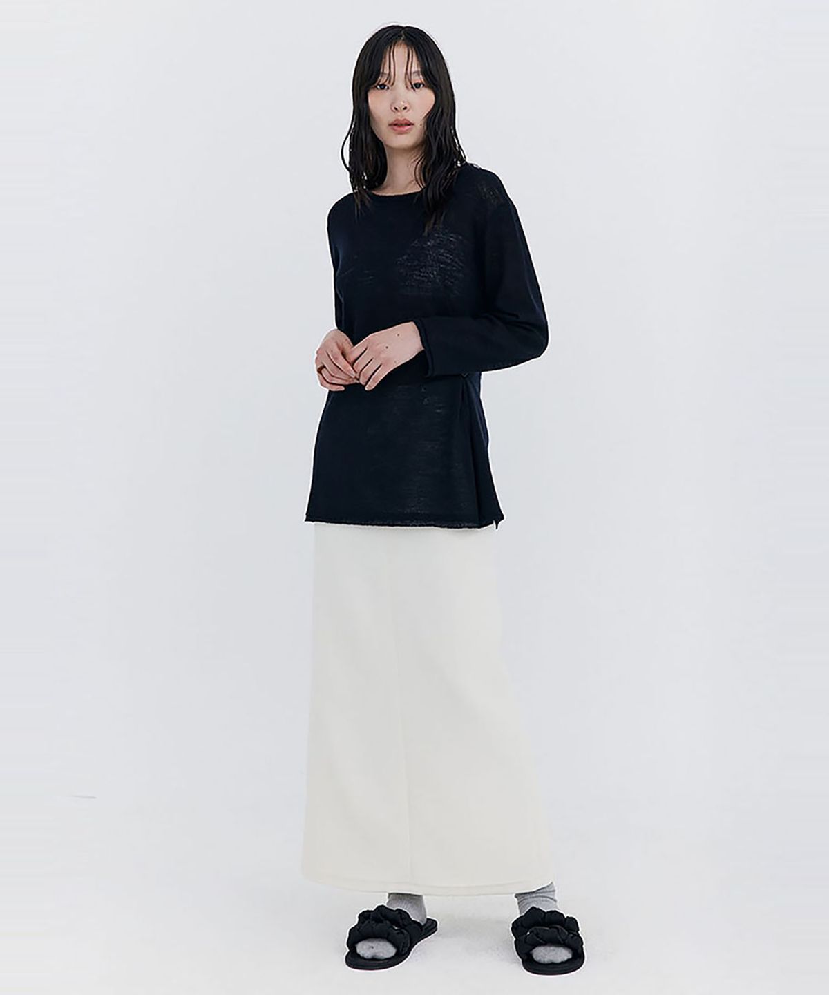 분더캄머(WNDERKAMMER) Basic Long Skirt_Cream(베이직 롱 스커트_크림)