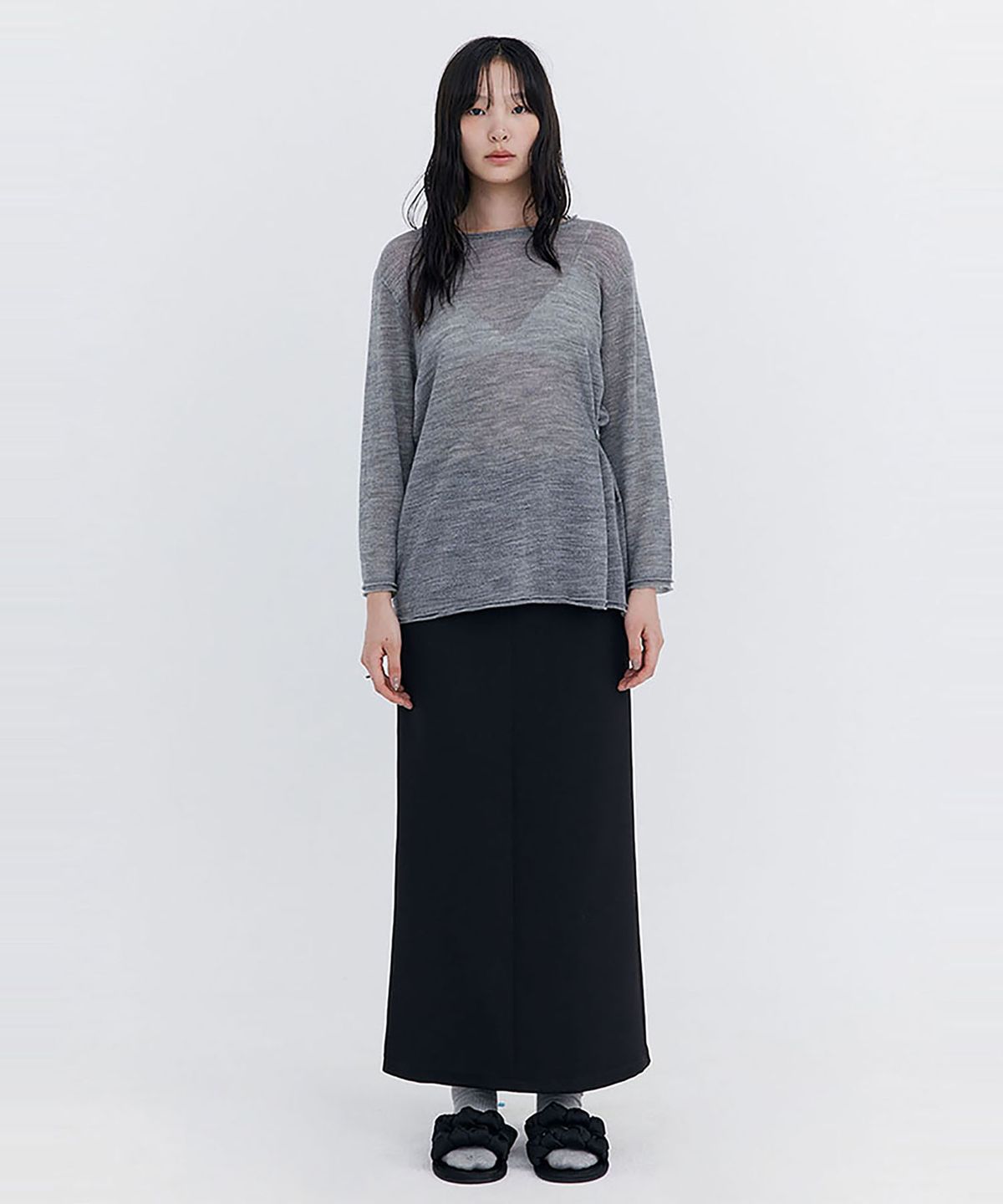 분더캄머(WNDERKAMMER) Basic Long Skirt_Black(베이직 롱 스커트_블랙)