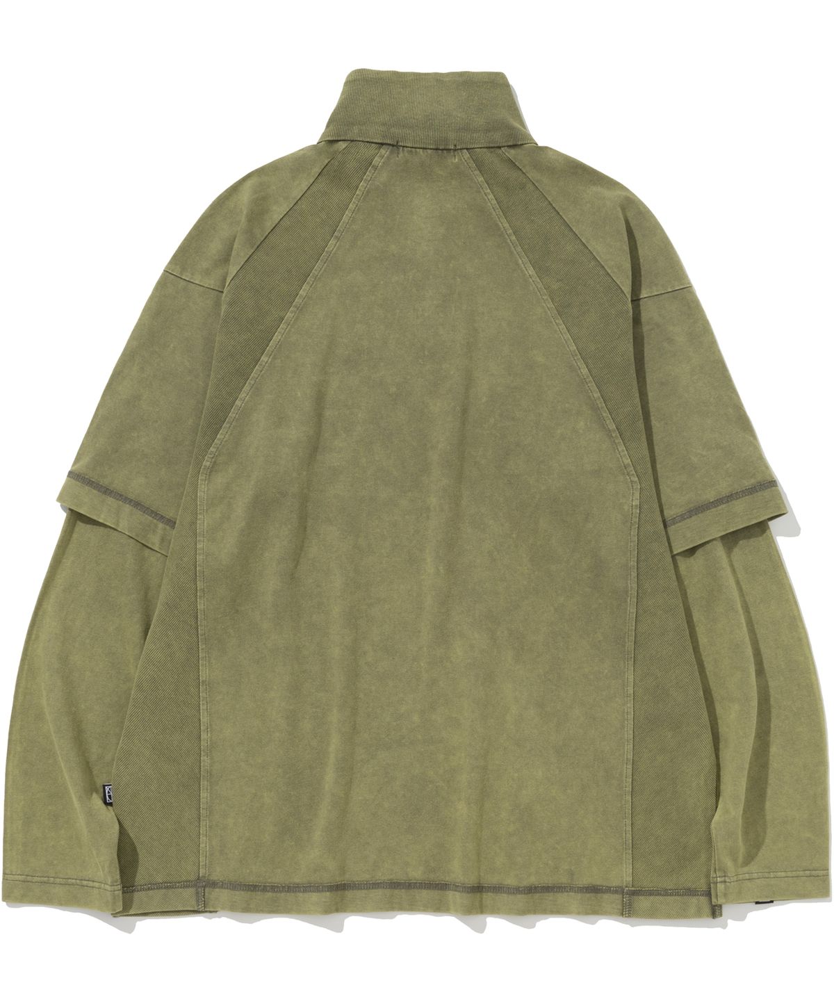 낫포너드(NOT4NERD) N4 Logo Layered High Neck Quarter Zip Up - Khaki
