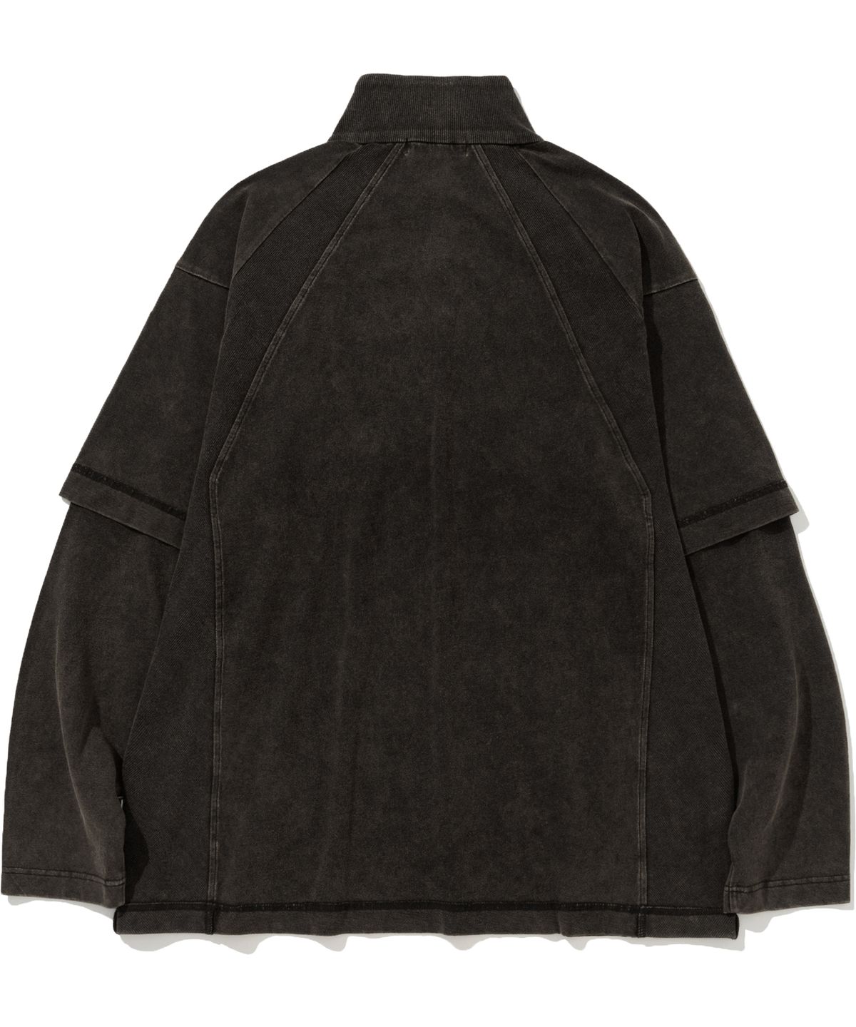 낫포너드(NOT4NERD) N4 Logo Layered High Neck Quarter Zip Up - Black