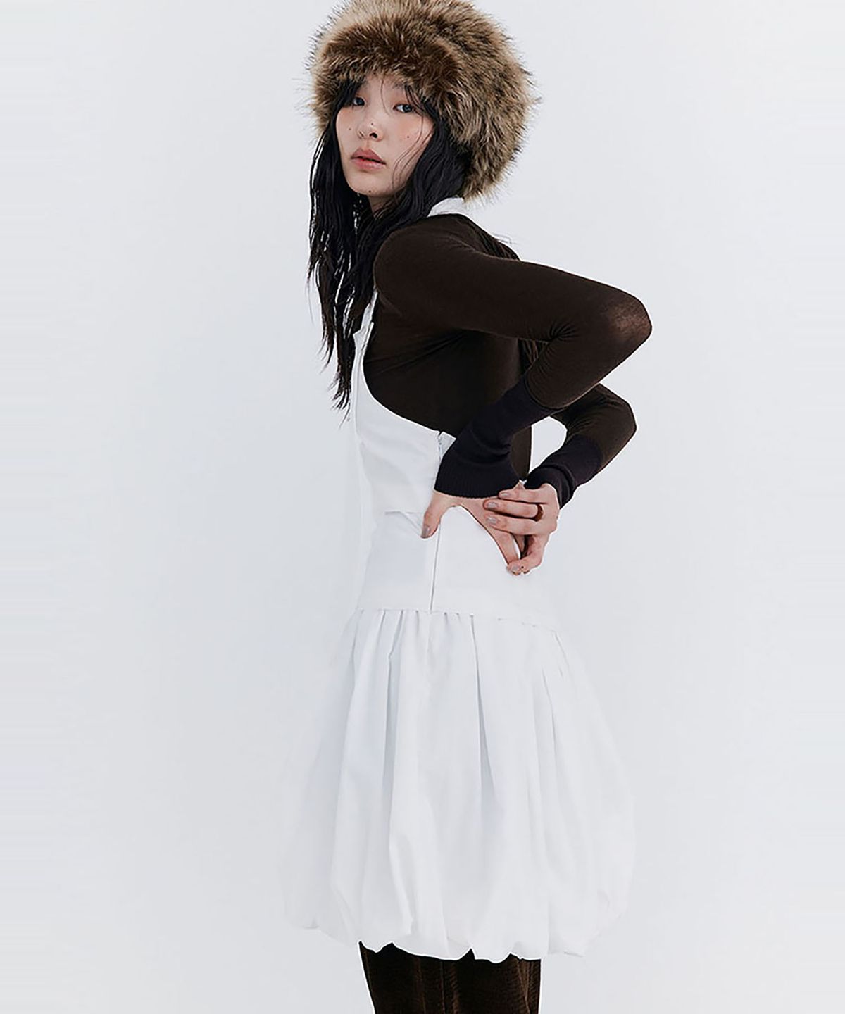 분더캄머(WNDERKAMMER) Balloon Layered Dress_White(벌룬 레이어드 드레스_화이트)