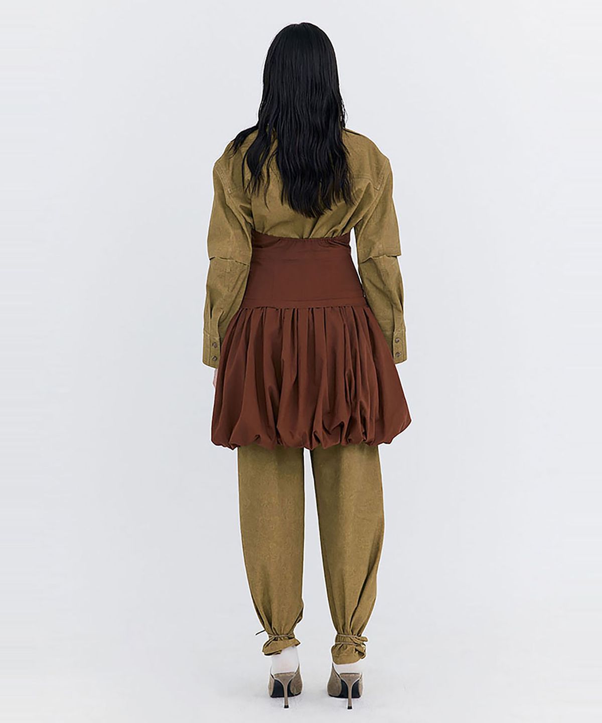 분더캄머(WNDERKAMMER) Balloon Layered Dress_Brown(벌룬 레이어드 드레스_브라운)