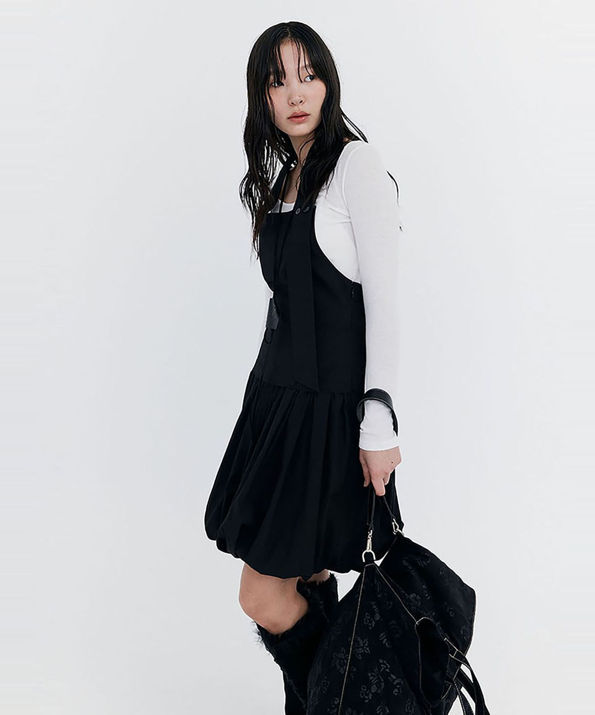 분더캄머(WNDERKAMMER) Balloon Layered Dress_Black(벌룬 레이어드 드레스_블랙)