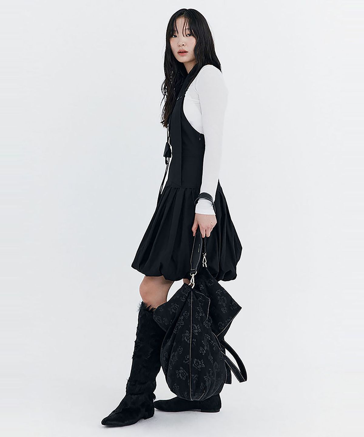 분더캄머(WNDERKAMMER) Balloon Layered Dress_Black(벌룬 레이어드 드레스_블랙)