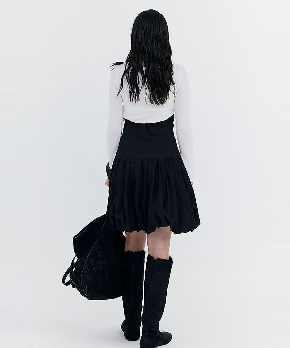 분더캄머(WNDERKAMMER) Balloon Layered Dress_Black(벌룬 레이어드 드레스_블랙)