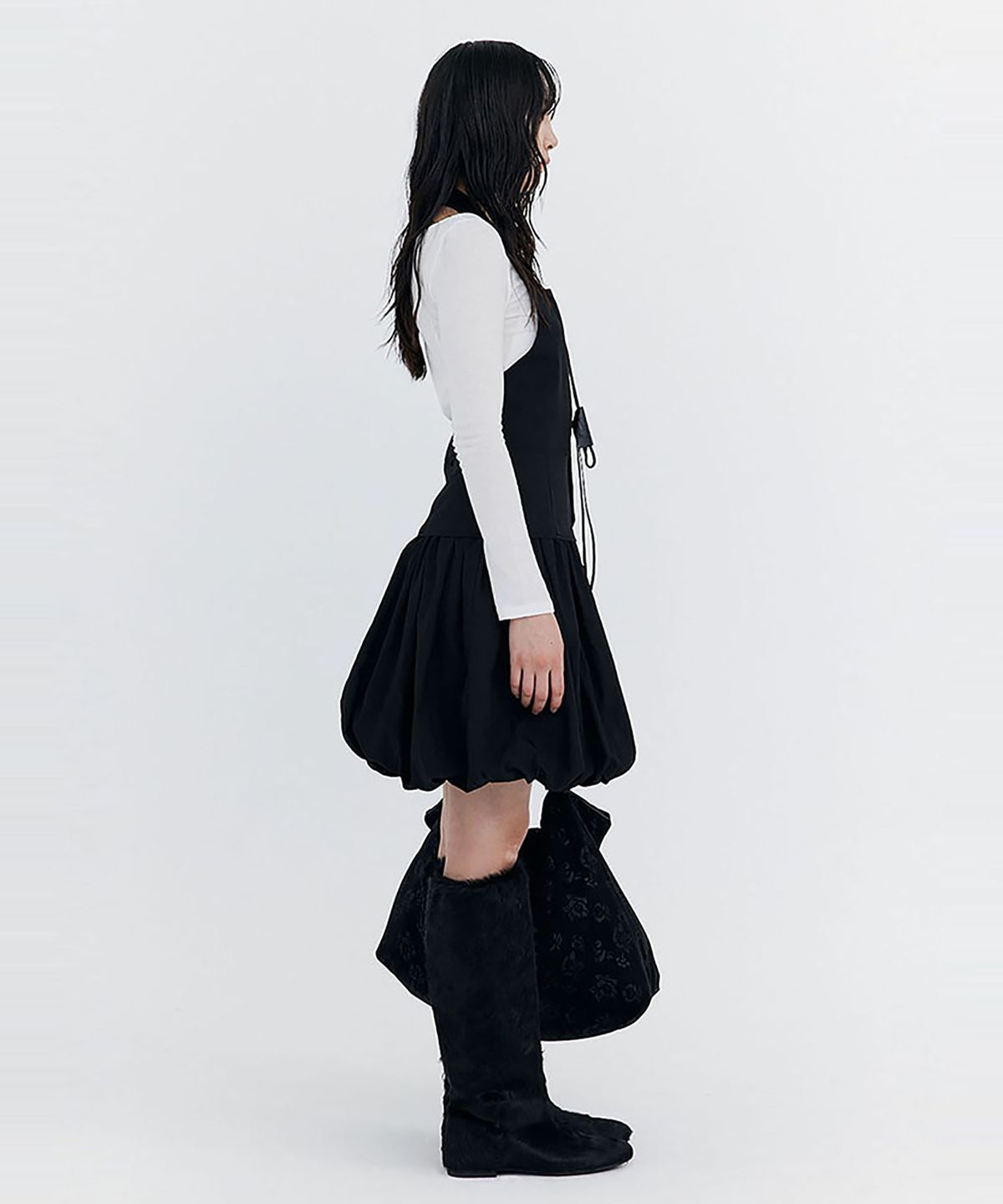 분더캄머(WNDERKAMMER) Balloon Layered Dress_Black(벌룬 레이어드 드레스_블랙)