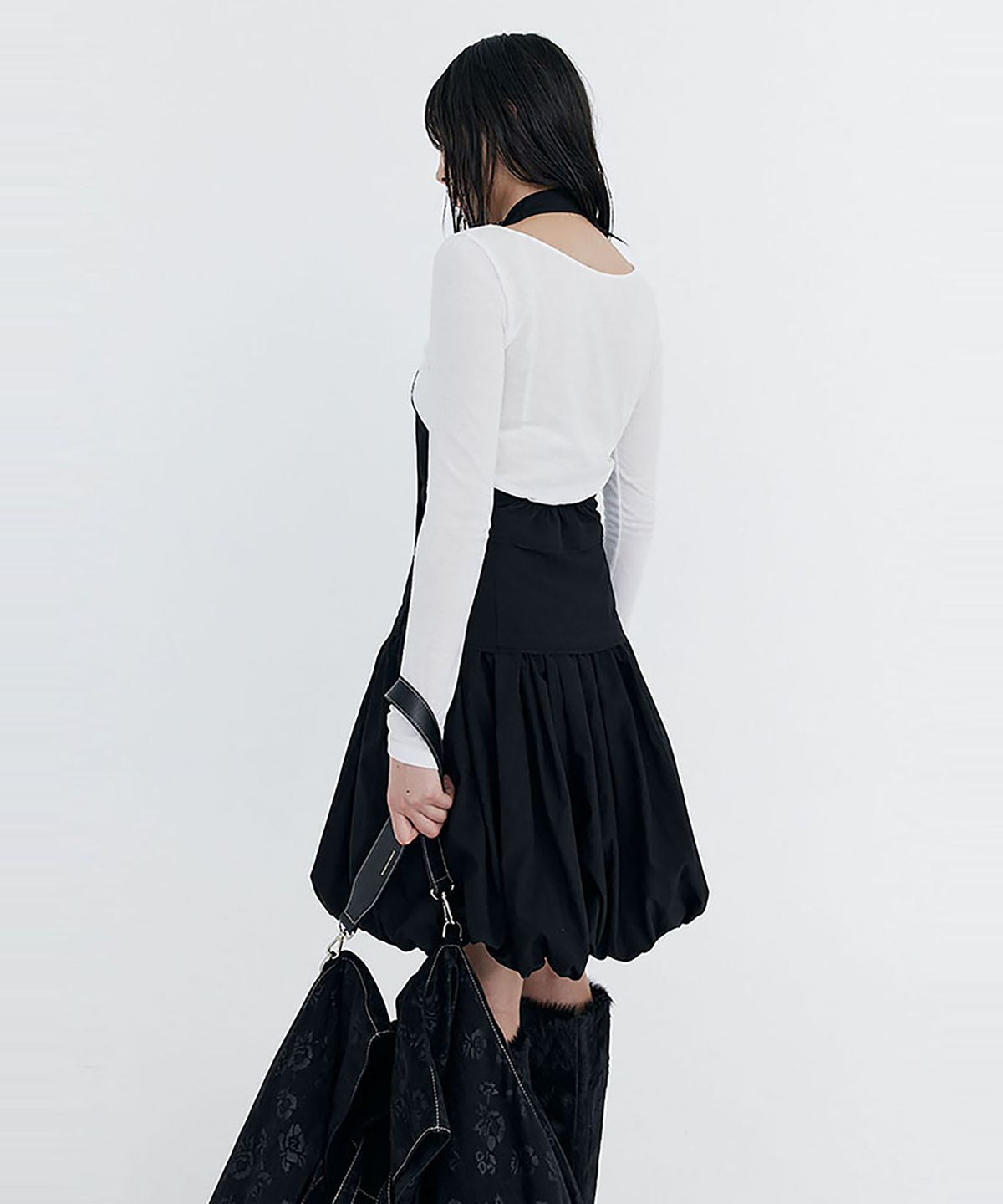 분더캄머(WNDERKAMMER) Balloon Layered Dress_Black(벌룬 레이어드 드레스_블랙)