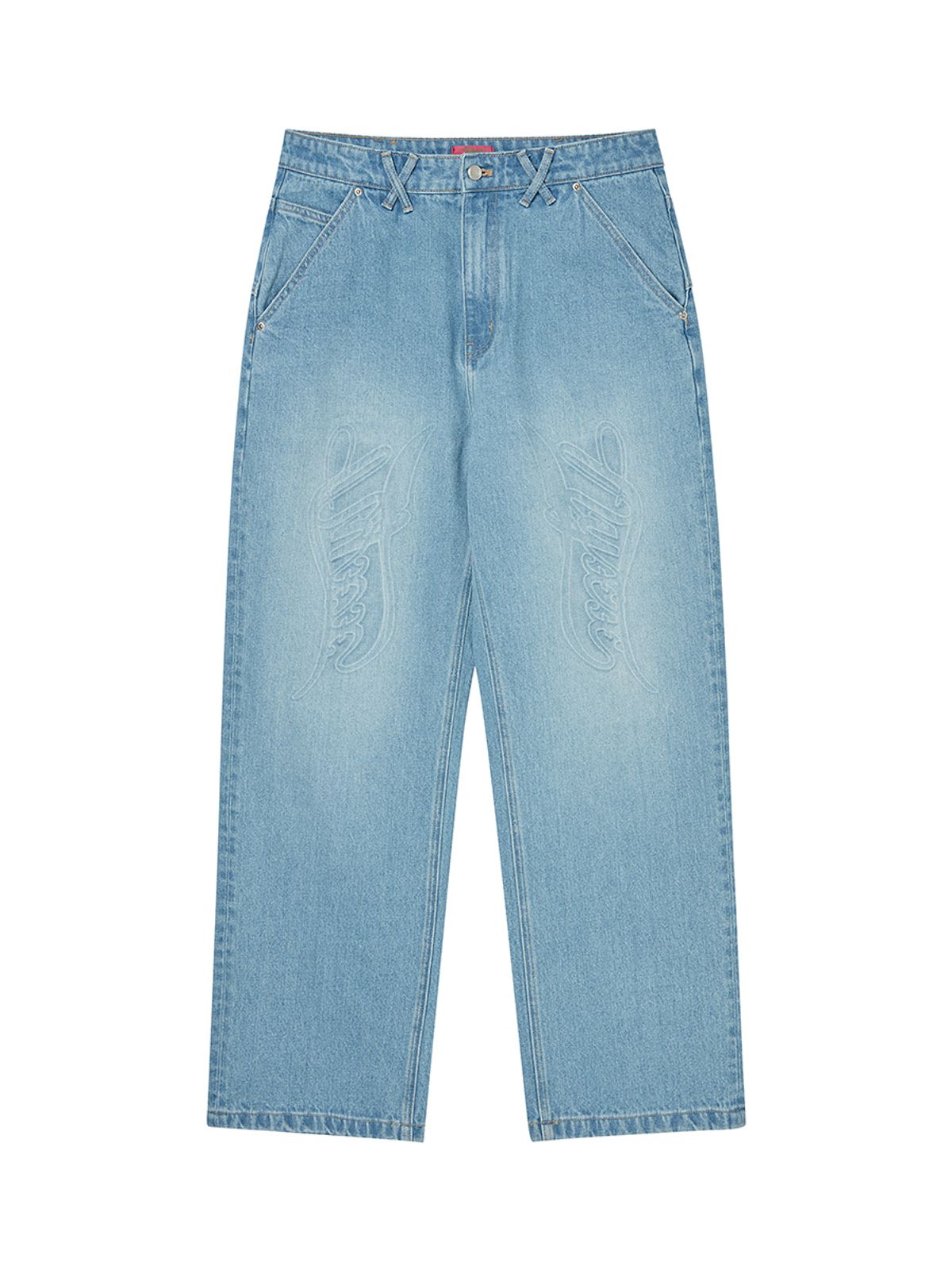 엔와이엑스엑스(NYXX) LOGO EMBOSSED DENIM PANTS LIGHT BLUE