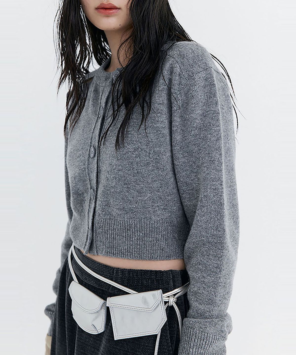 분더캄머(WNDERKAMMER) Pocket Tie Belt Bag_Silver(포켓 타이 벨트 백_실버)