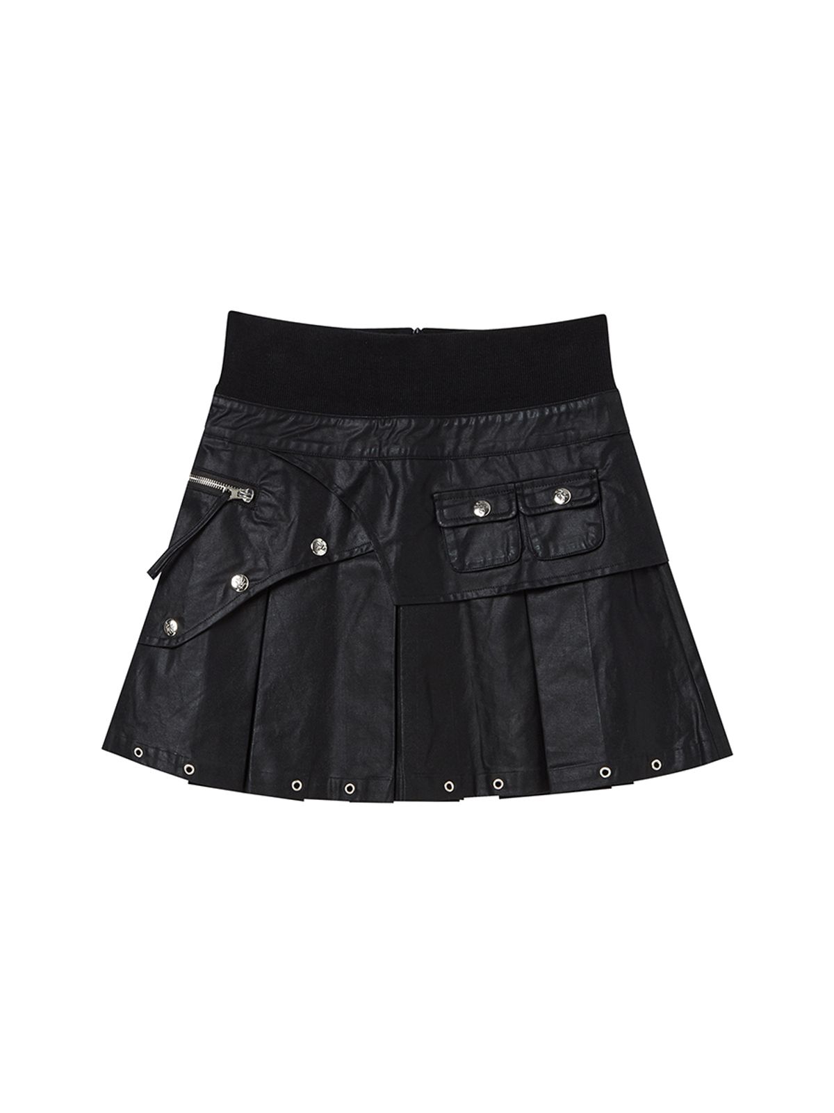 엔와이엑스엑스(NYXX) LAYERED FAUX LEATHER SKIRT BLACK