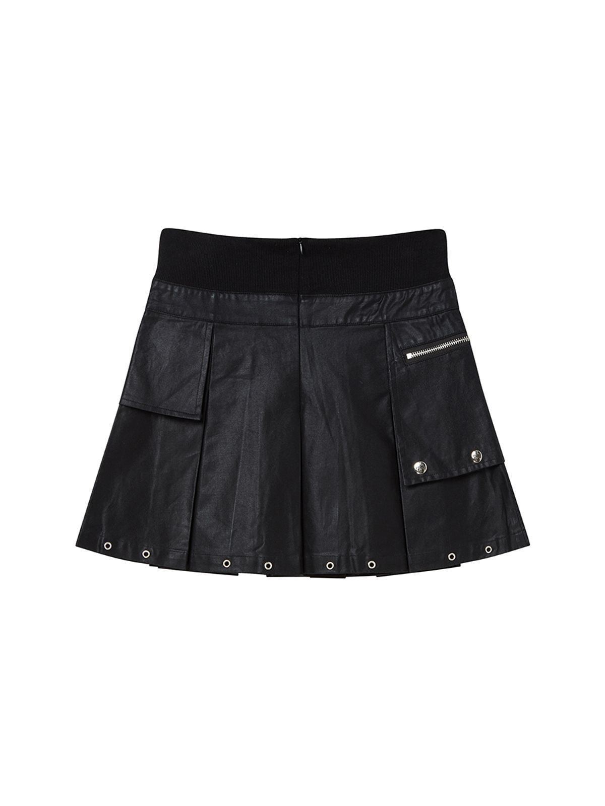 엔와이엑스엑스(NYXX) LAYERED FAUX LEATHER SKIRT BLACK
