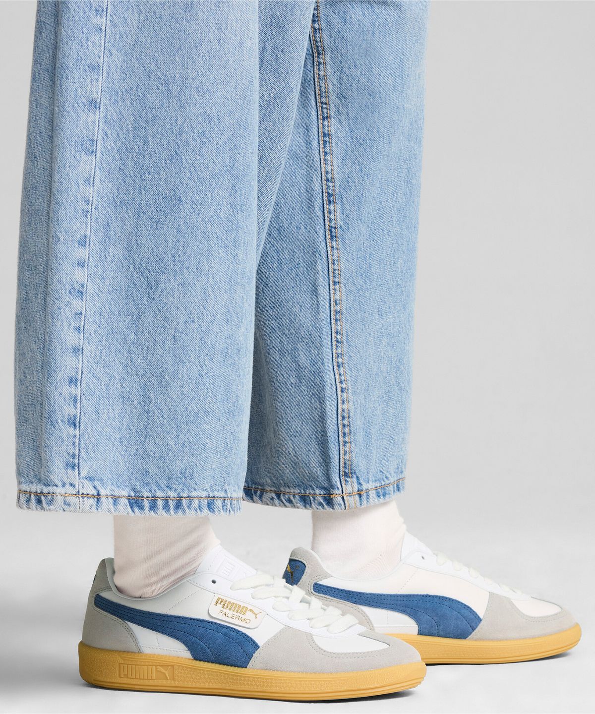 푸마(PUMA) 팔레르모 레더 - 화이트:블루 / 396464-14