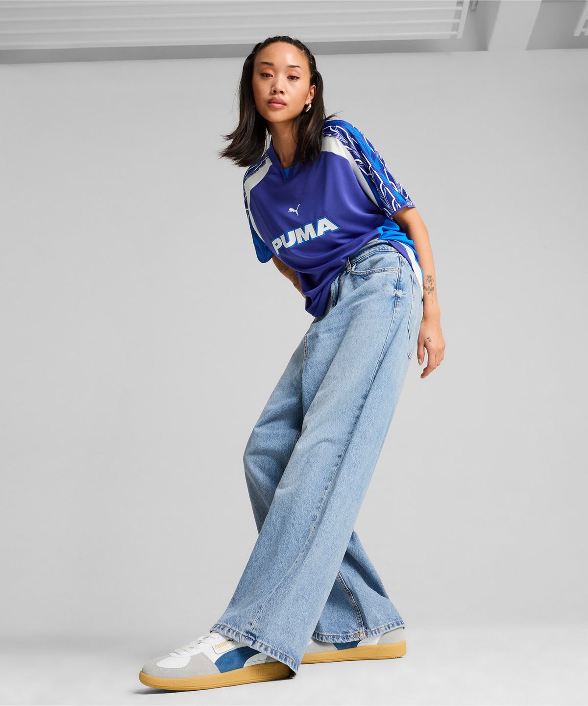 푸마(PUMA) 팔레르모 레더 - 화이트:블루 / 396464-14