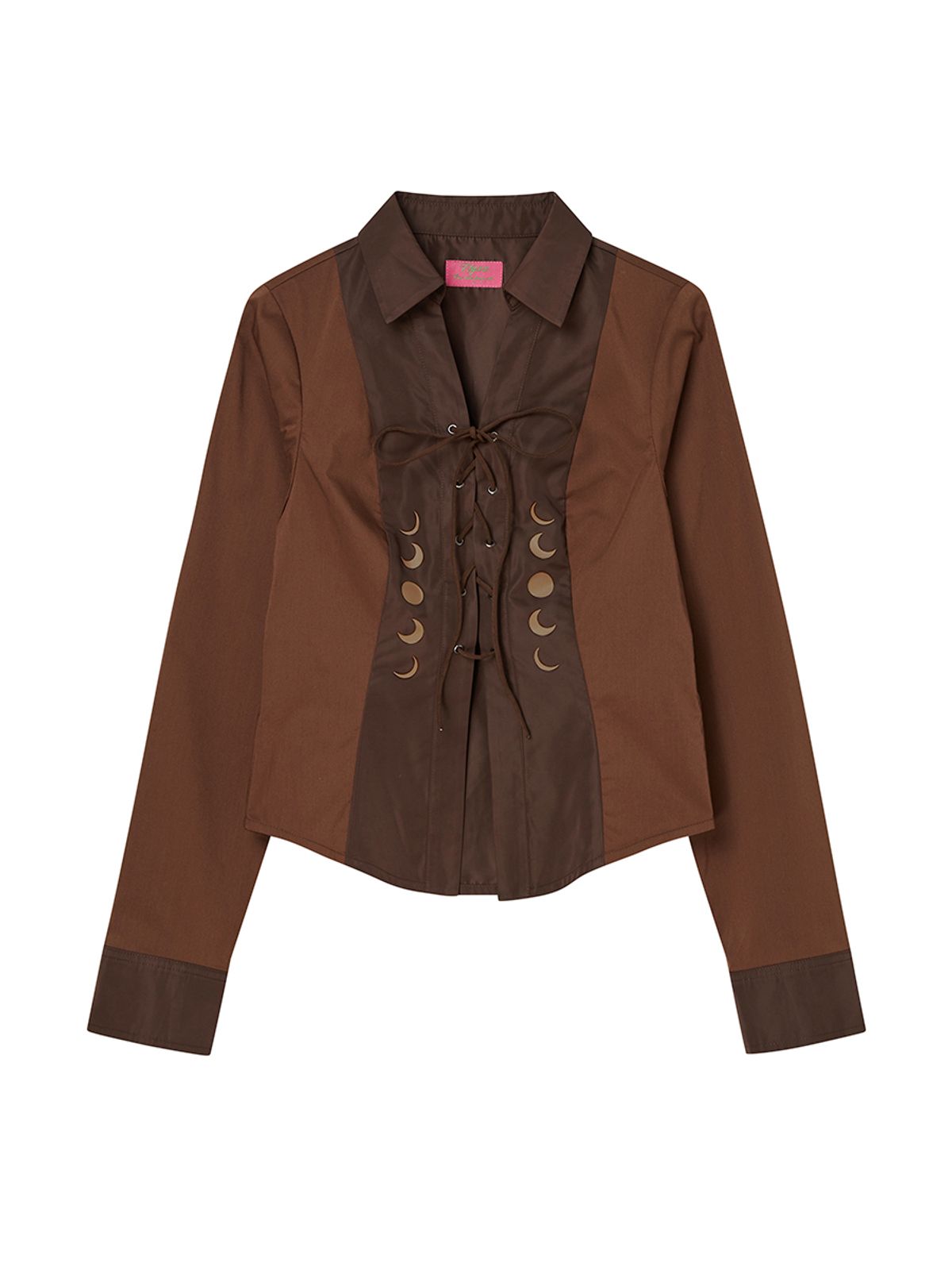 엔와이엑스엑스(NYXX) EYELET KNOT SHIRTS BROWN