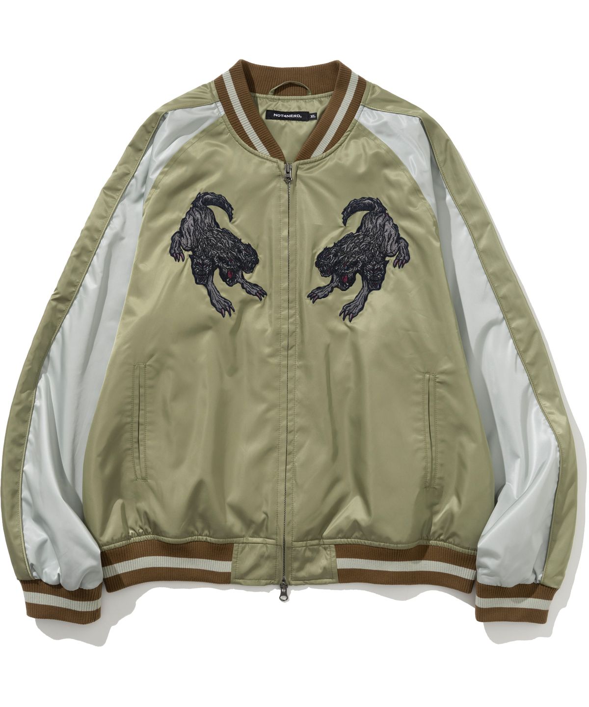 낫포너드(NOT4NERD) Cerberus Satin Blouson Jacket - Khaki
