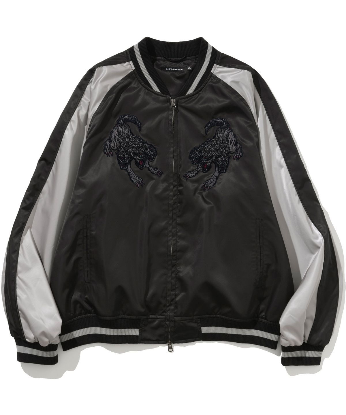 낫포너드(NOT4NERD) Cerberus Satin Blouson Jacket - Black