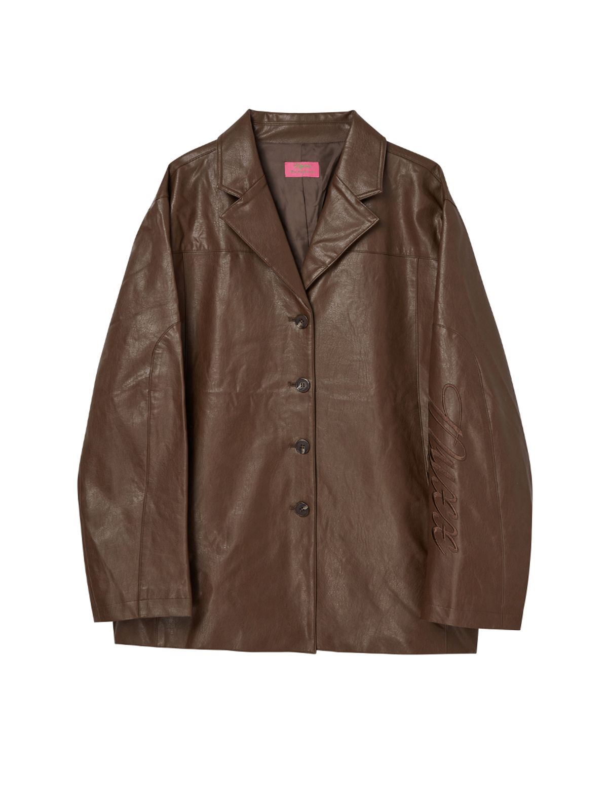 엔와이엑스엑스(NYXX) FAUX LEATHER EMBROIDERY JACKET BROWN