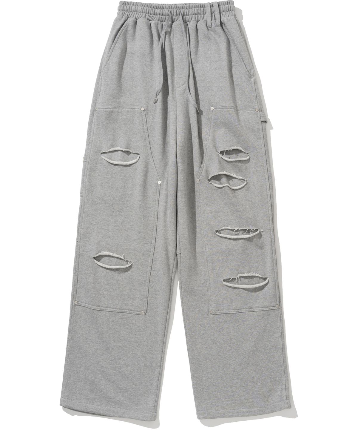 낫포너드(NOT4NERD) Destoryed Double Knee Carpenter Sweat Pants - Grey
