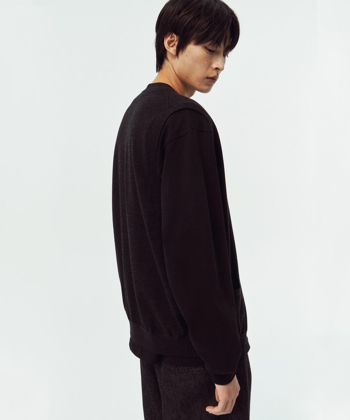 블랭크룸(BLANKROOM) 니트 베스트 카디건_MELANGE BLACK