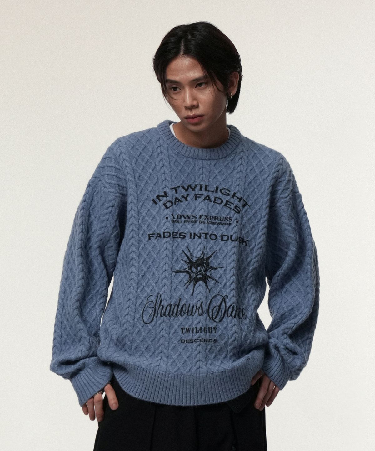 아이돈워너셀(IDWS) Dusky Day Crewneck Knit Blue