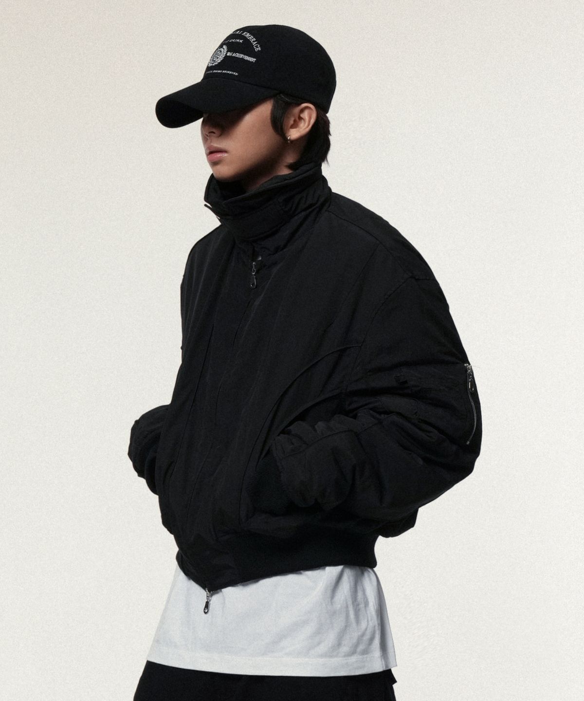 아이돈워너셀(IDWS) Solid High Neck Ma-1 Black
