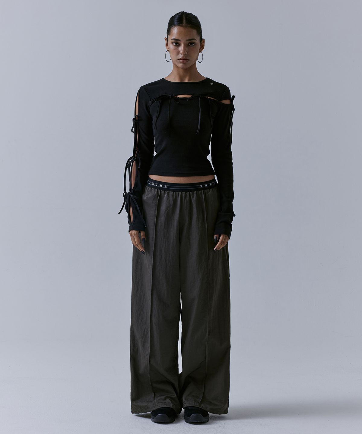 트리밍버드(TREEMINGBIRD) Banding Nylon Pants [ Khaki Brown ]