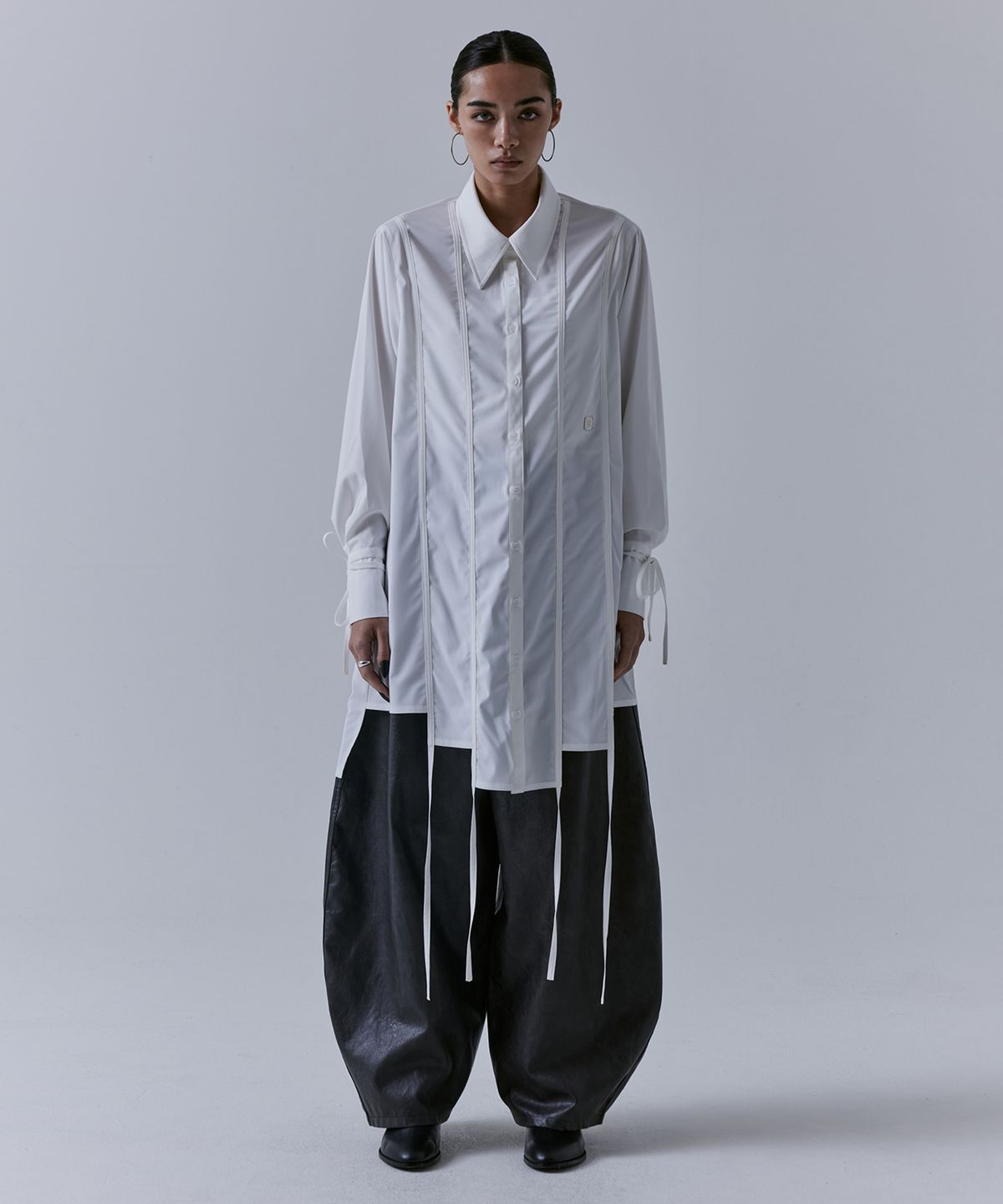 트리밍버드(TREEMINGBIRD) Front Yoke Leather Pants [ Brown ]