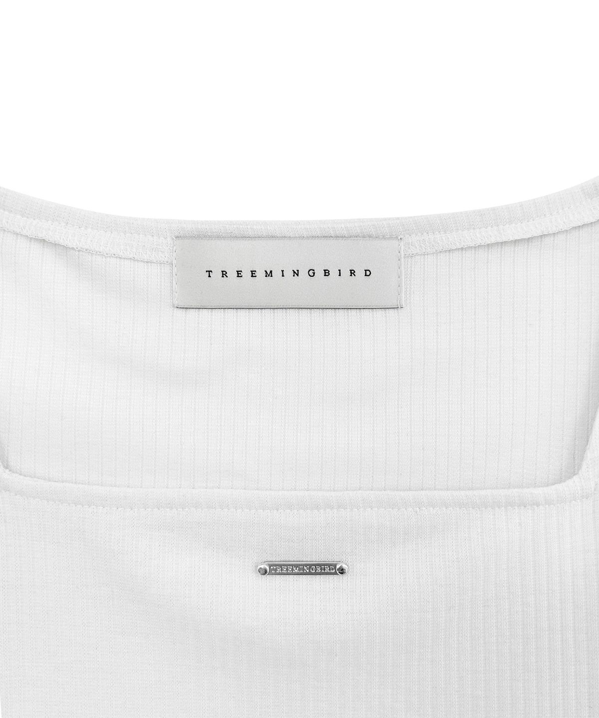 트리밍버드(TREEMINGBIRD) Square Neck Finger Hole Long Sleeve [ White ]