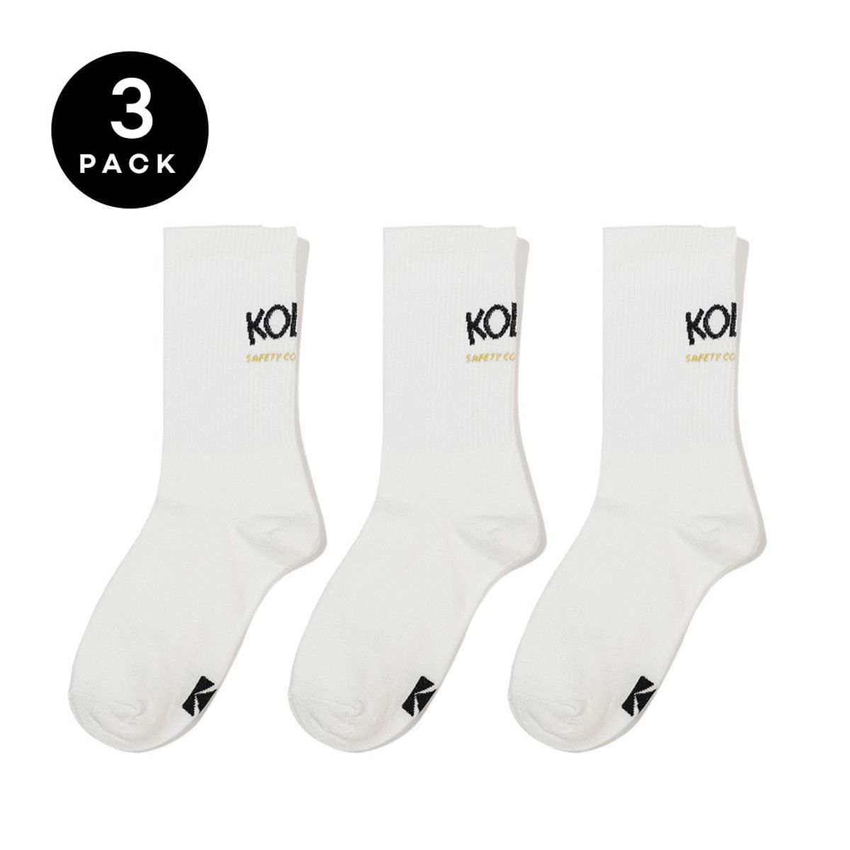 코닥(KODAK) 백 스몰로고 크루 삭스 3PC WHITE