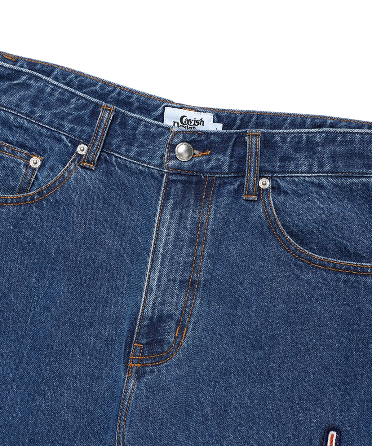 카비시(CAVISH) PATCHWORK DENIM PANTS BLUE(CV2EFUD112A)