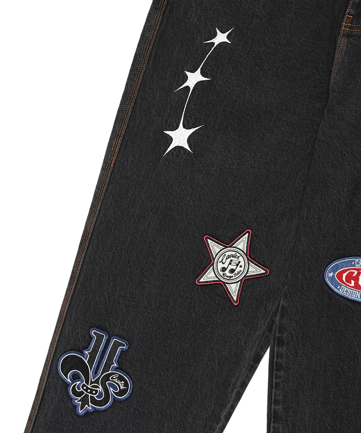 카비시(CAVISH) PATCHWORK DENIM PANTS BLACK(CV2EFUD112A)
