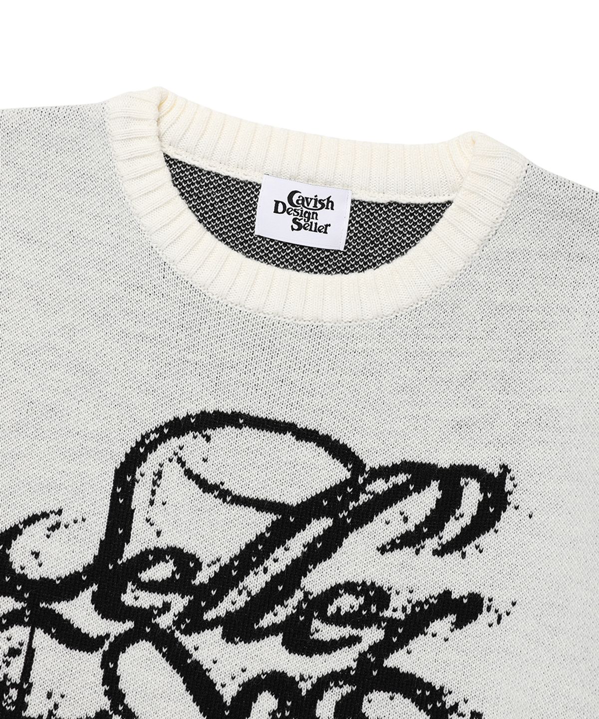 카비시(CAVISH) W DUST CLASSIC ROSE KNIT SWEATER IVORY(CV2EFFK605A)