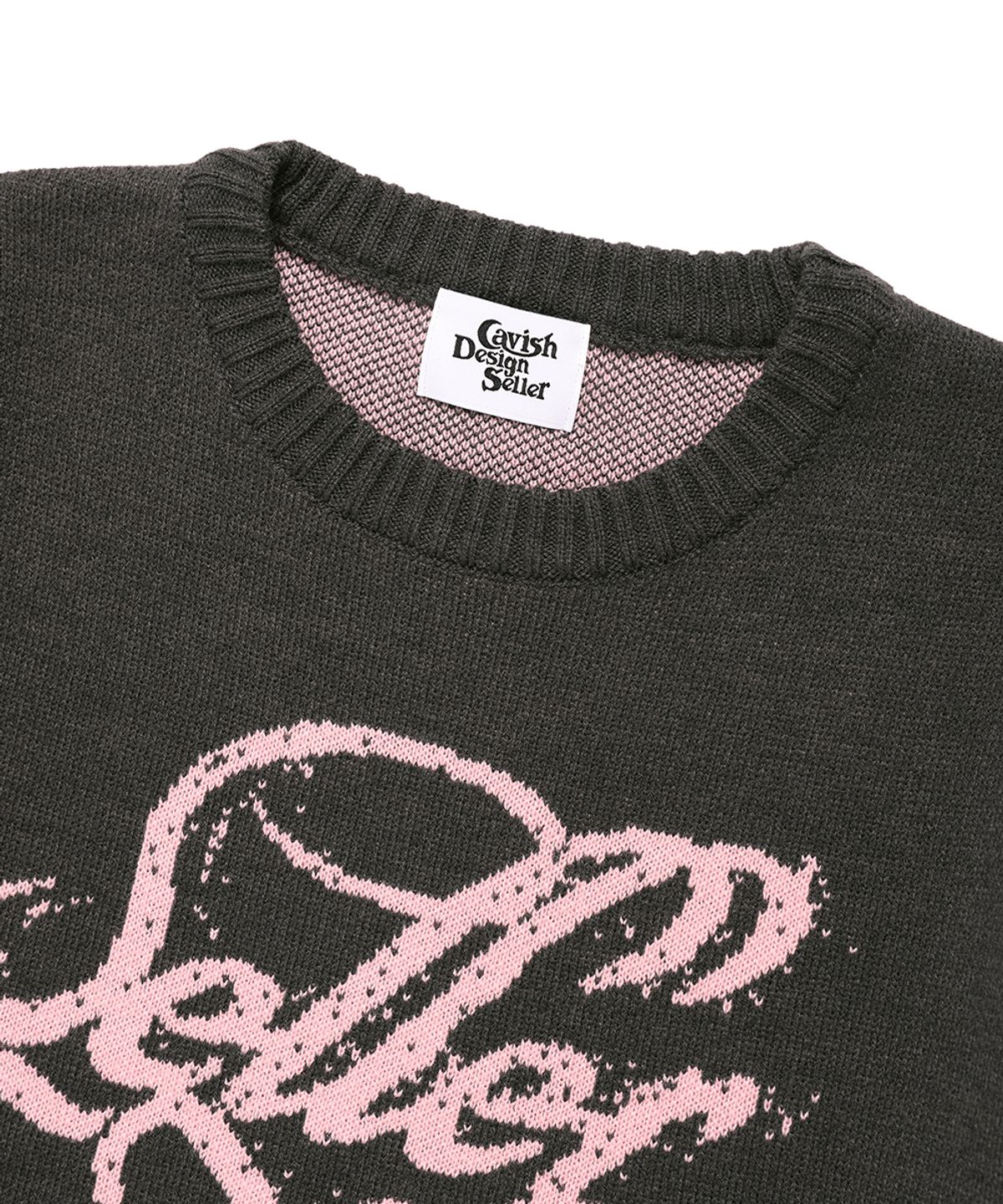 카비시(CAVISH) W DUST CLASSIC ROSE KNIT SWEATER CHARCOAL(CV2EFFK605A)