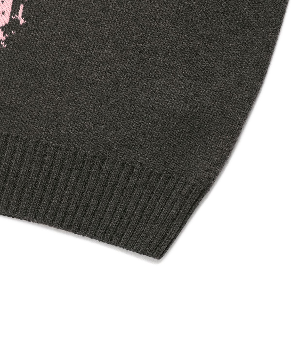 카비시(CAVISH) W DUST CLASSIC ROSE KNIT SWEATER CHARCOAL(CV2EFFK605A)