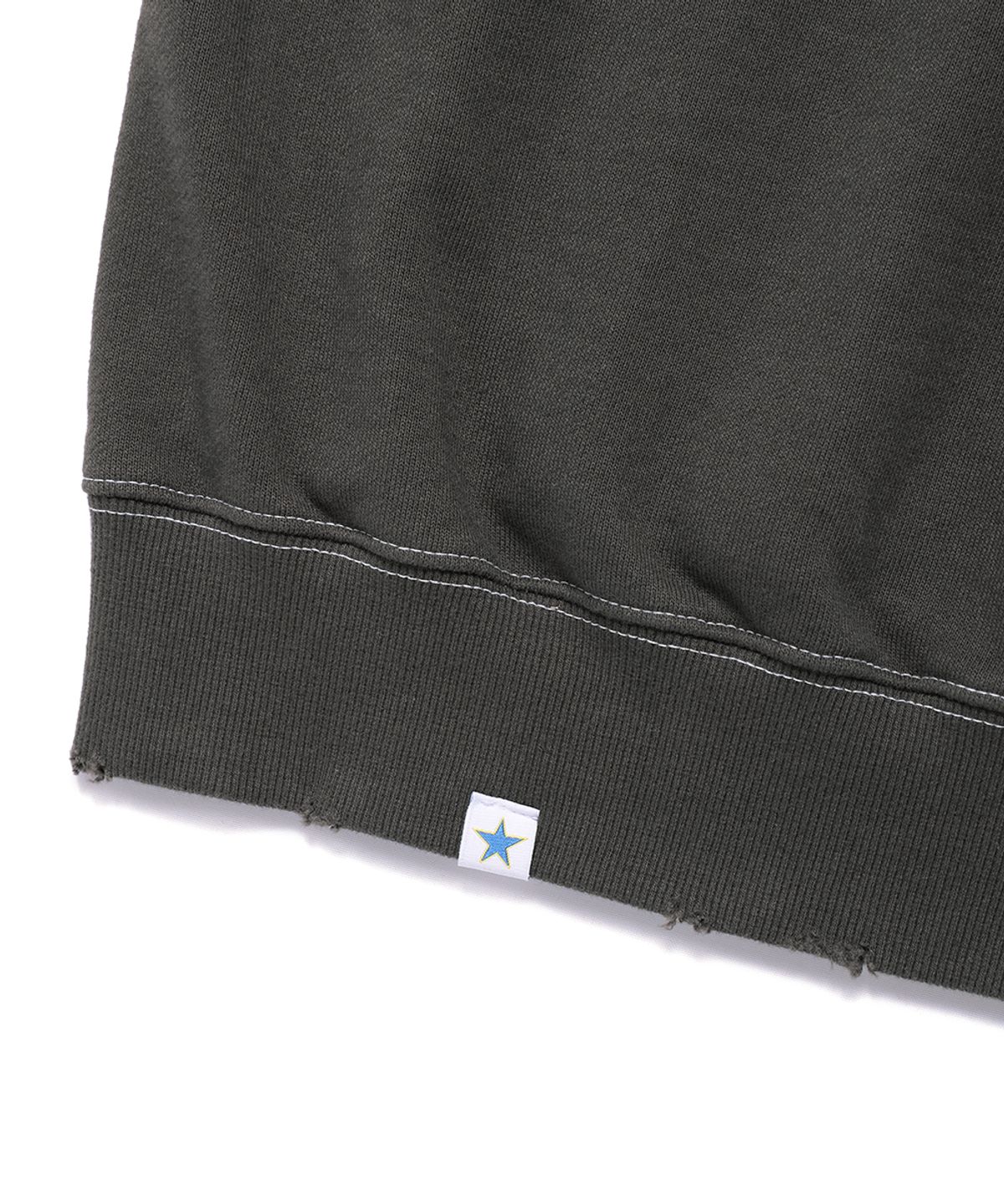 카비시(CAVISH) DAMAGED APPLIQUE ZIP UP HOODIE CHARCOAL(CV2EFUM481A)