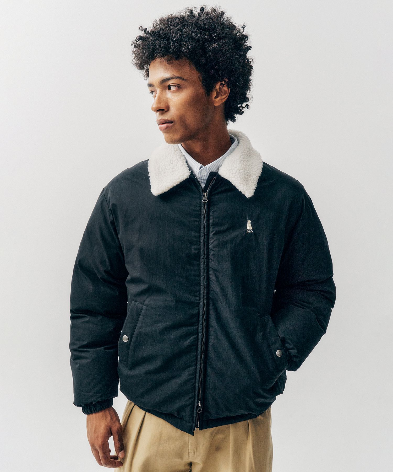 ★YALE★Detachable Boa Short Puffer Jacket★ MUSINSA | YALE Detachable Boa Short Puffer Jacket_Navy