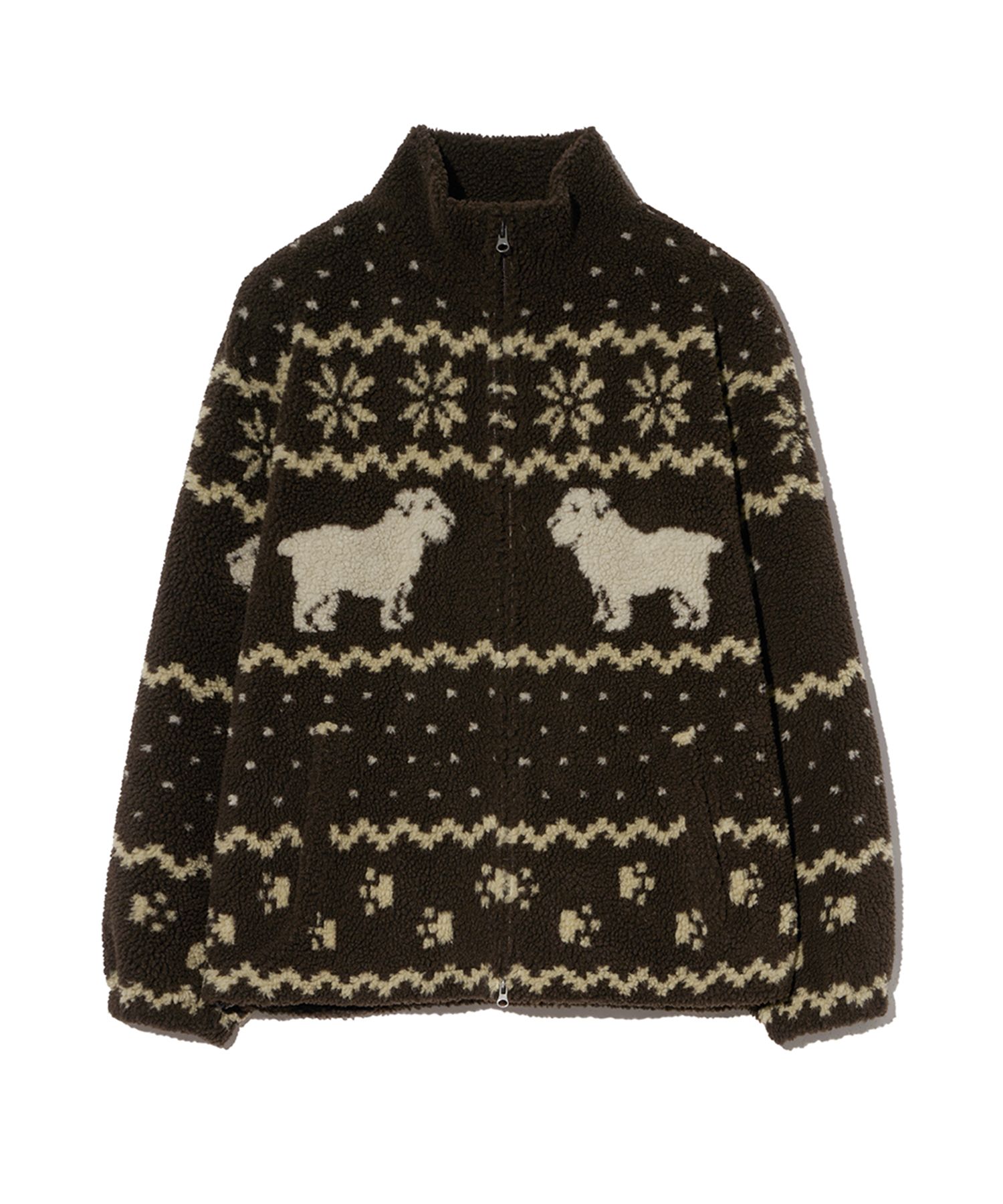 MUSINSA | YALE Jacquard Boa Fleece Jacket_Brown