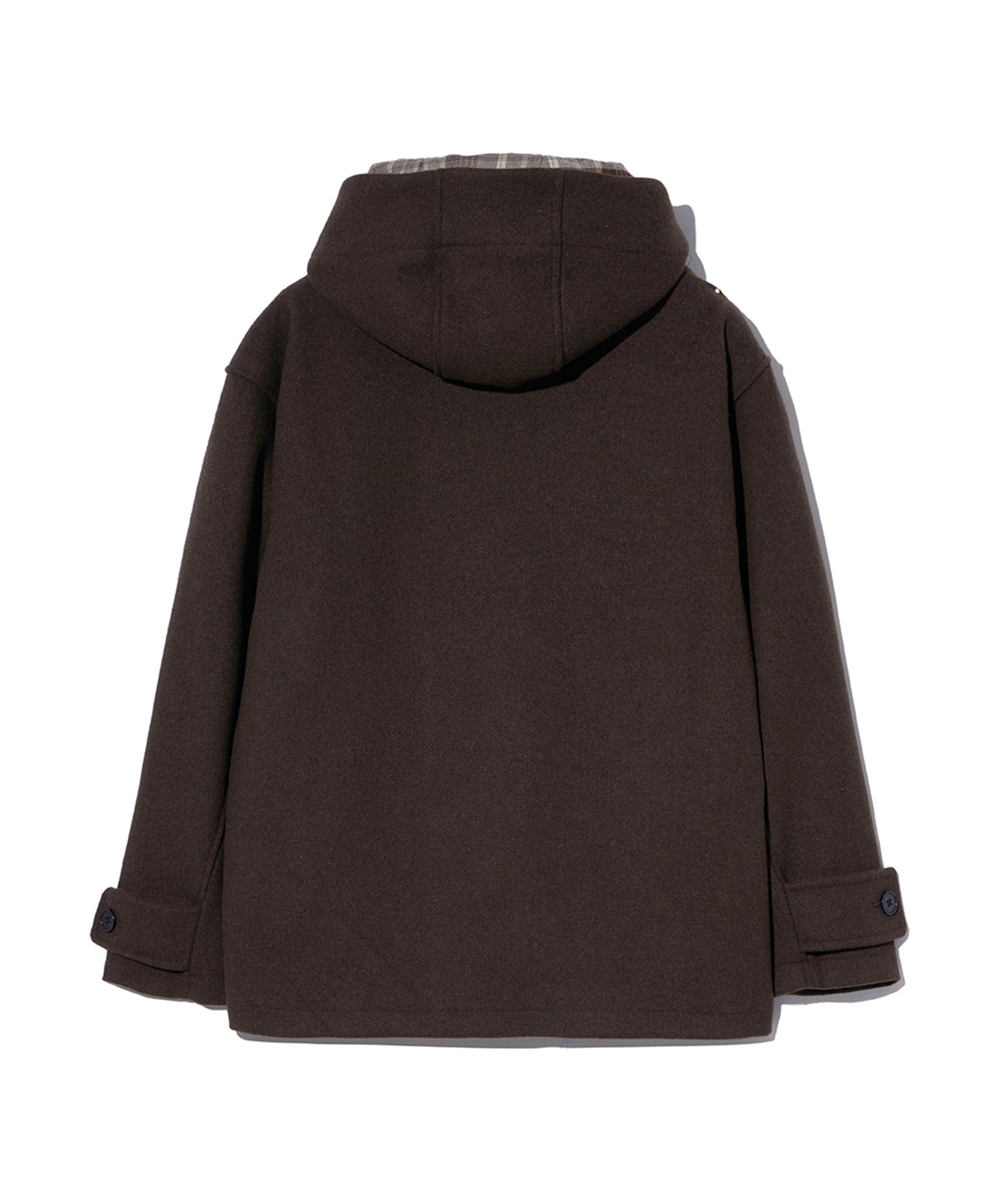 MUSINSA | YALE Wool Blended Short Duffle Coat_Dark Brown
